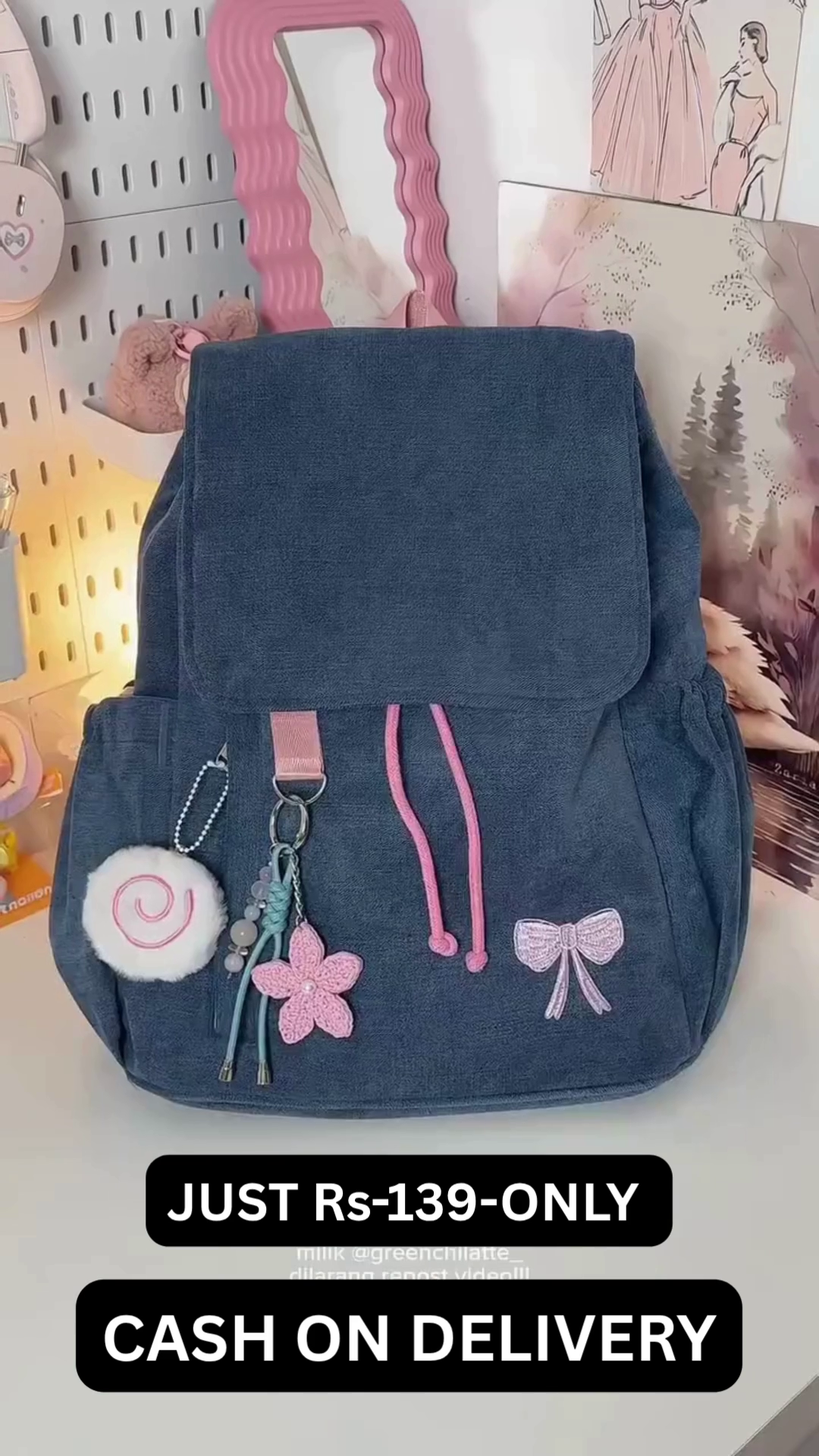 🎒🩶 Premium Korean Style Canvas Backpack for Women & Girls