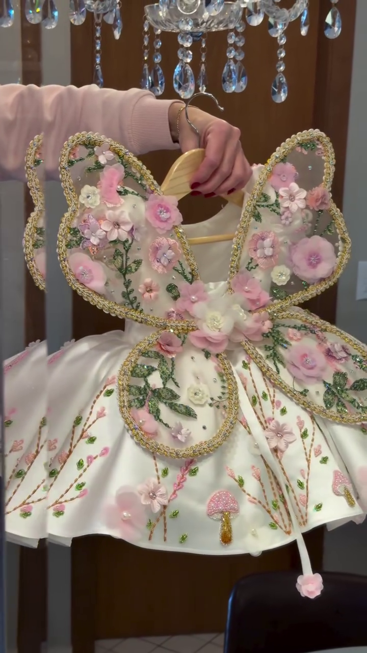 🧚‍♀️🌸 Premium Fairy Princess Floral Butterfly Party Dress for Girls