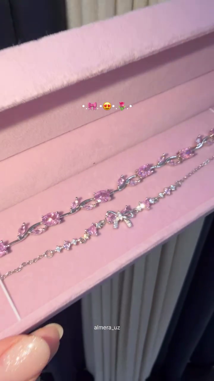 Premium Pink Crystal Floral Vine Bracelet for Women