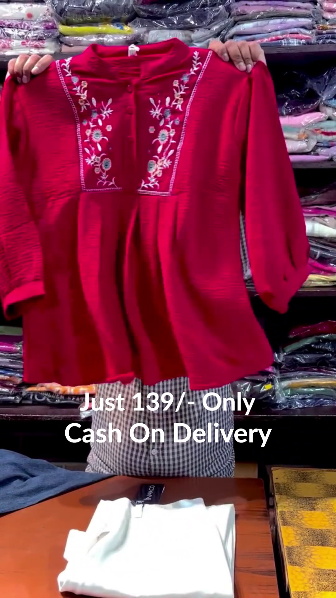 ❤️ Elegant Women's Red Floral Embroidered Peplum Kurti Top
