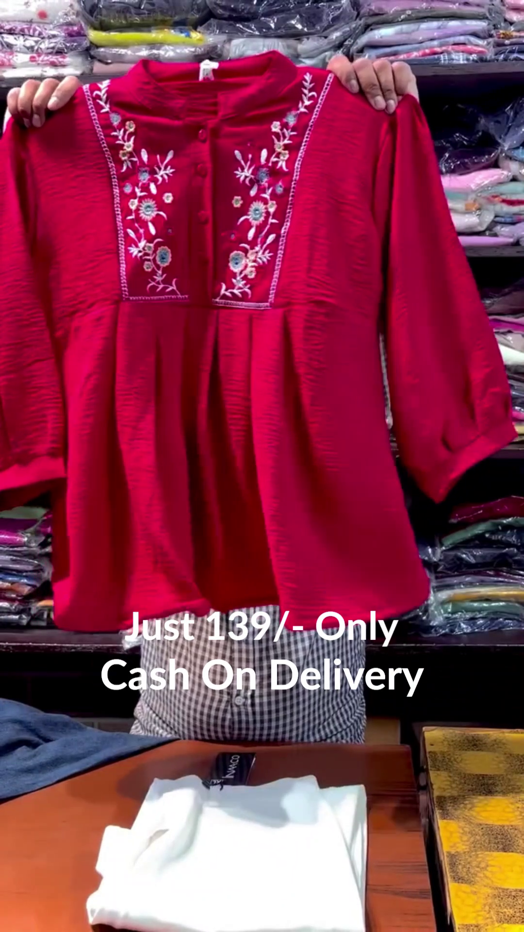 ❤️ Elegant Women's Red Floral Embroidered Peplum Kurti Top