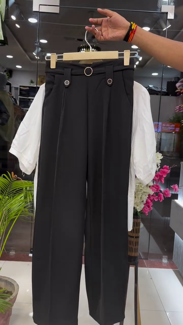 Premium Women's Maroon Floral Embroidered Shirt & Black Straight Pant Co-Ord Set