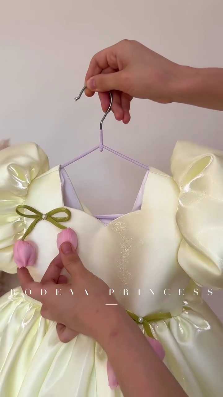 💛 Royal Princess Tulip Puff Sleeve Party Dress for Girls