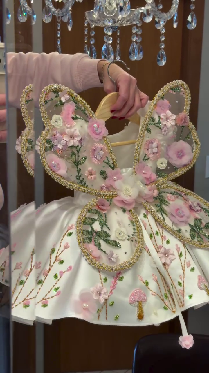 🧚‍♀️🌸 Premium Fairy Princess Floral Butterfly Party Dress for Girls