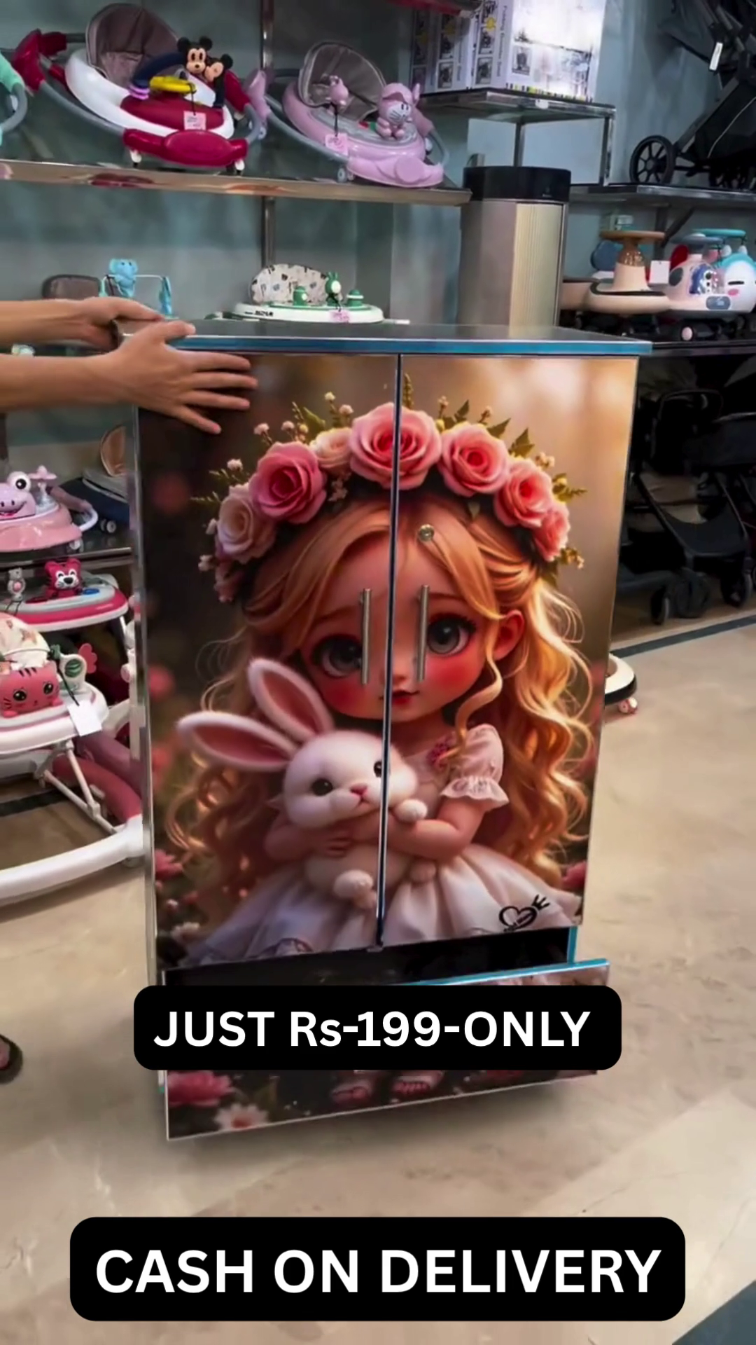 🐰🌸 Premium Kids Cartoon Printed Multi-Purpose Storage Cabinet