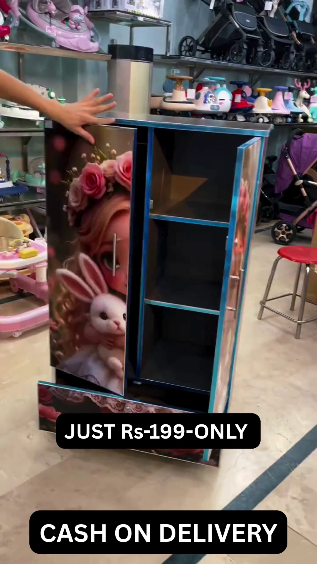 🐰🌸 Premium Kids Cartoon Printed Multi-Purpose Storage Cabinet