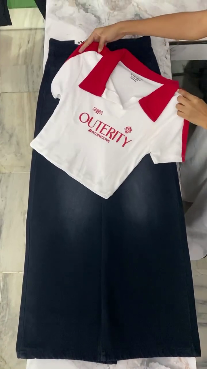 ❤️🤍 Trendy Women’s Contrast Collar Co-Ord Set