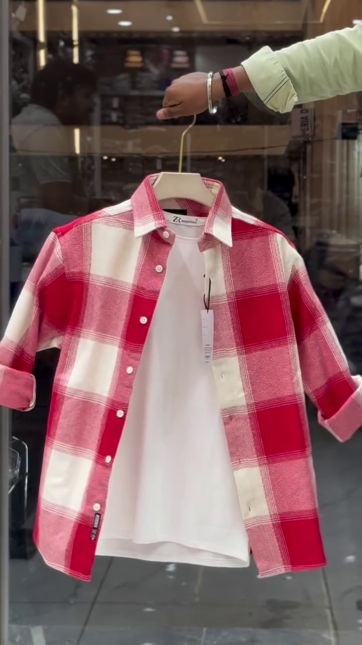 ❤️🤍 Premium Red & White Checkered Overshirt with Inner Tee | Stylish Women’s Layered Shirt & T-Shirt Combo | Casual Streetwear & Everyday Fashion Outfit | Multiple Colours, Designs & Sizes XXS–XXL