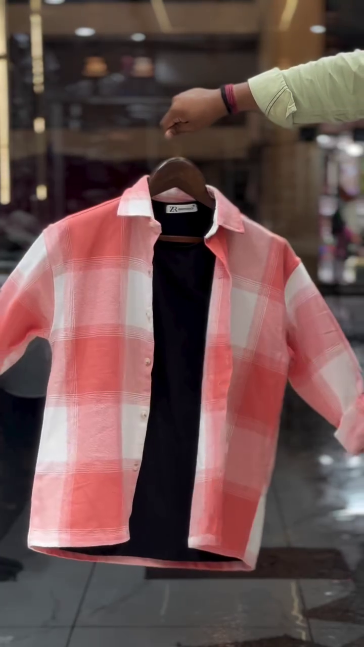 🌸🩷 Premium Pink & White Checkered Overshirt with Black Inner Tee | Trendy Women’s Layered Shirt & T-Shirt Combo | Stylish Casual Streetwear Outfit | Multiple Colours, Designs & Sizes XXS–XXL