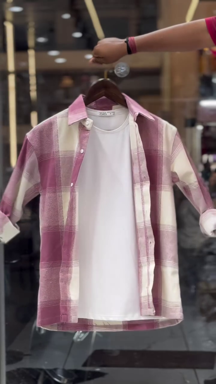 💗🤍 Premium Pink & White Checkered Shirt with Inner T-Shirt | Trendy Women’s Layered Overshirt & Tee Combo | Casual Streetwear & Everyday Fashion Outfit | Multiple Colours, Designs & Sizes XXS–XXL