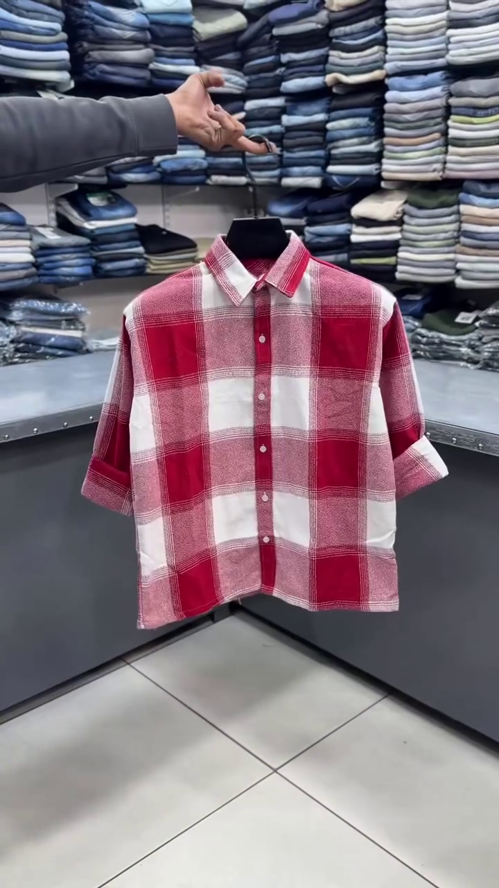 ❤️ Premium Red & White Checked Shirt – Stylish Half-Sleeve Casual Plaid Shirt for Men | Modern Streetwear Collection