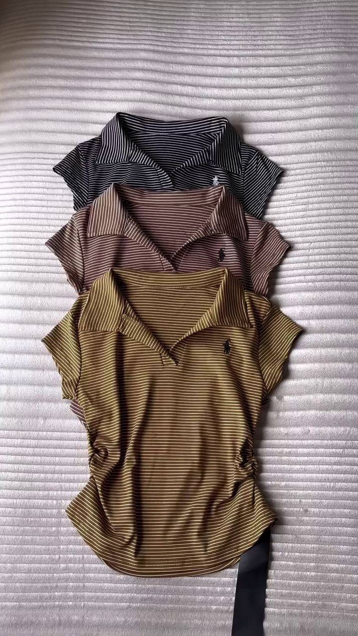 🖤🤎🤍 Premium Micro-Stripe Polo T-Shirt Collection – Smart Casual Comfort & Modern Everyday Style 👕✨