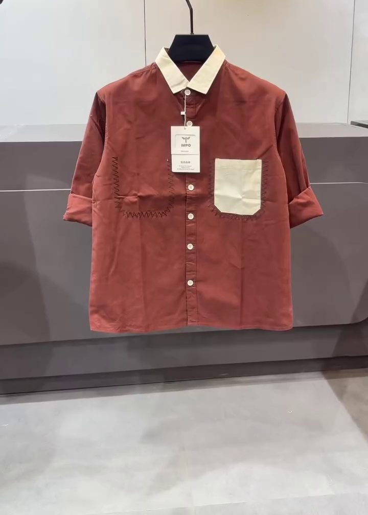 💜🤍 Premium Contrast Pocket Shirt – Modern Half-Sleeve Casual Style 👔✨